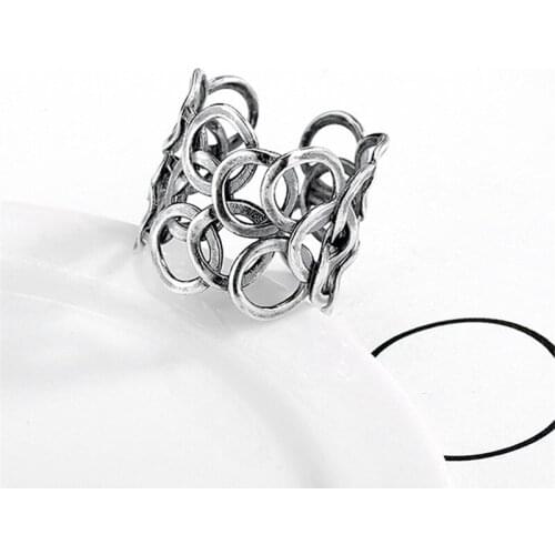 Todorova Vintage Multi-layer Circle Geometric Rings Thai Silver Color Opening Rings For Women Men Jewelry Wholesale
