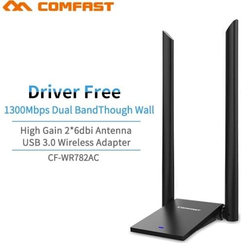 High Power GigabitDual Band 5.8GHz 802.11AC 1300Mbps Wireless Wifi adapter USB 3.0 5Ghz wireless Network Card 2*6dbi Antenna AP