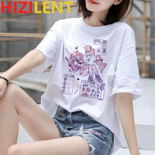 Autumn tshirt Casual Anime Bunny Print Tee Aesthetic Loose TShirts Women short Sleeve Oversize Streetwear Gothic Harajuku Kawaii