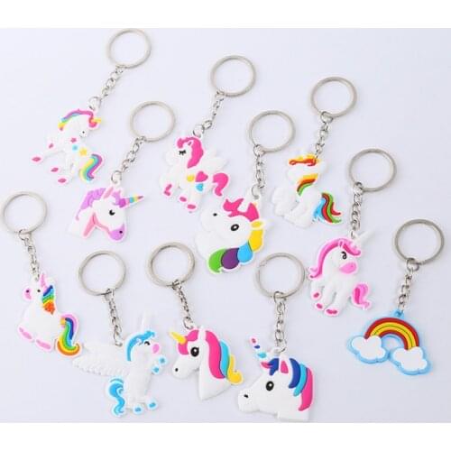 1Pc Unicorn Party Cartoon Key Chain Happy Birthday Decorations Kids Adult Baby Shower Wedding Favors and Gifts Unicorn Pendant