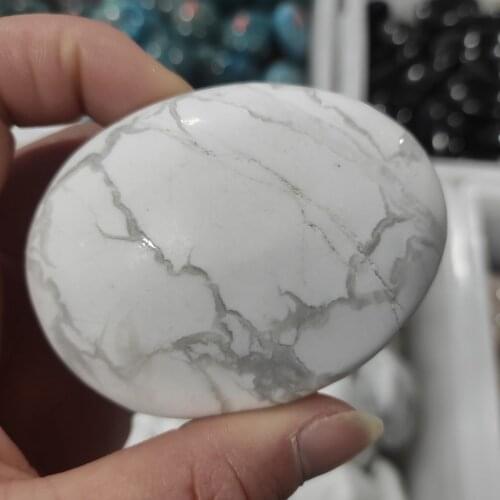 1pcs Palm Tumbled Stone white turquoise Crystal Healing Smooth Soap Shape Massage