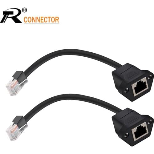 10pcs/lot 15cm RJ45 Waterproof Cable RJ45 male to female 8p8c Converter Panel Mount Type Network Interface Plug Socket