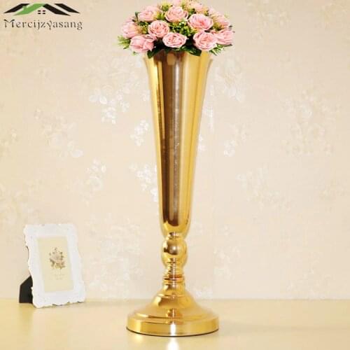10PCS/LOT Floor Vase Metal Flower Vase Table Centerpiece For Mariage 57cm/23'' Metal Flowers Vases For Wedding Decoration 00802