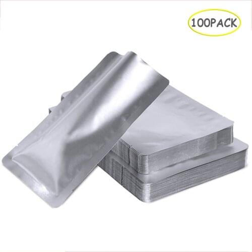 100pcs Silver Vacuum Sealer Aluminum Foil Mylar Heat Seal Bags Storage Pouches For Home Kitchen Tools Oxygen Barrier