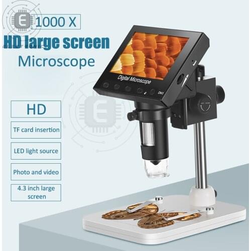 1000X USB Electronic Microscope LCD Digital Video Microscope Camera 4.3 Inch LED Lights HD Endoscope Magnifying Camera