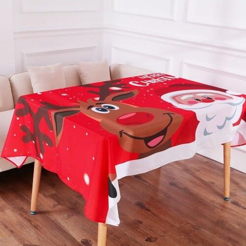 140*195CM Christmas Party Time Santa Claus Moose Disposable Tablecloths Christmas House Dining Table DIY Clothes Table Decor