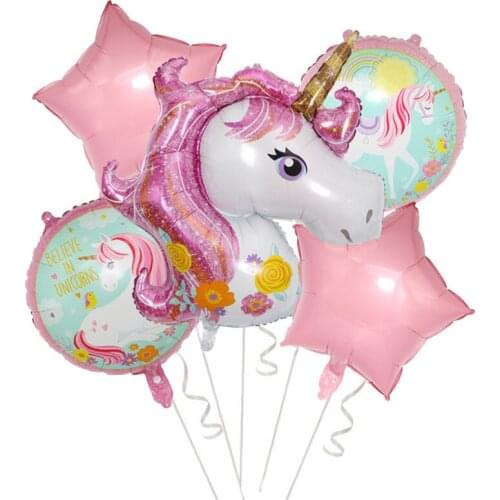 5 unids/lote nuevo unicornio Ballon cumpleaños fiesta suministros boda decoraciones Arco Iris 18 pulgadas Big balloon