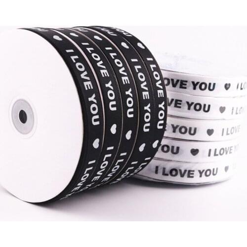 5Yards/Roll Ribbon with love words wedding Decorations DIY Grosgrain Ribbons Bow Gifts Card Wrapping Supplies 15mm