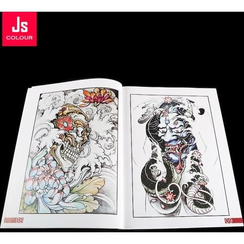 A4 Tattoo Books Pattern Draw Chinese Myth Story Character Beauty Prajna Skull Classic Pattern Album Tattoo Supplies 50 Pages