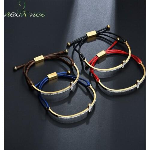 Nextvance Stainless Steel Christian Cross Love Bracelet Rhinestones Red Blue Adjustable Chain Zircon for Women Mate Gift Jewelry