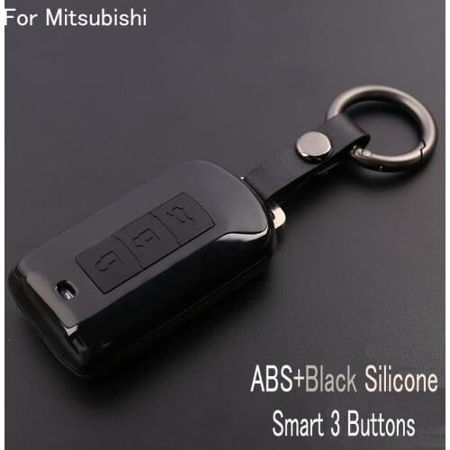 Carbon Fiber Car Key Case Cover For Mitsubishi Outlander Lancer 10 Pajero Sport EX ASX RVR Colt Grandis L200 Smart 3 Button