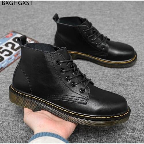 Black Leather Boots for Men Male Luxury Brand Shoes Man Motorcycle Boots for Man 2021 Martin Boots Men Leather Shoes Chaussure