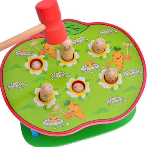 Hamster Knocking Wooden Toy for Baby Early Education Fine Motor Ability Training Kids Developing Parent-Child Interactive Game