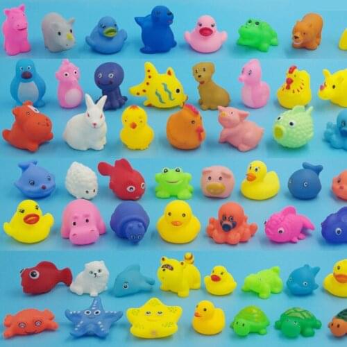 10 Pcs/set Baby Cute Animals Bath Toy Swimming Water Toys Soft Rubber Float Squeeze Sound Kids Wash Play Funny Gift