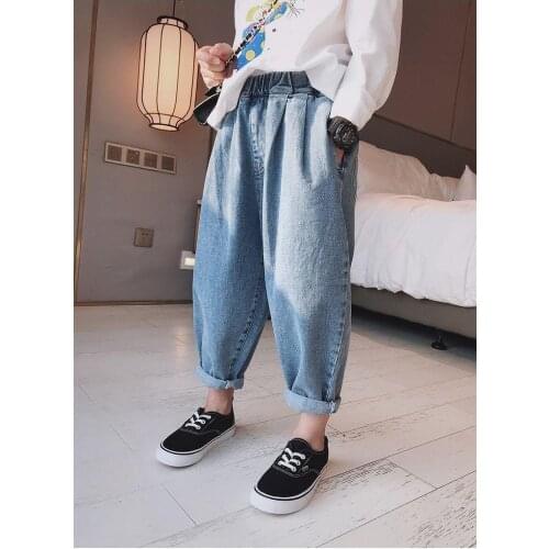 Girls' jeans 2021 new spring and autumn wear childrens trousers pants 4-13y