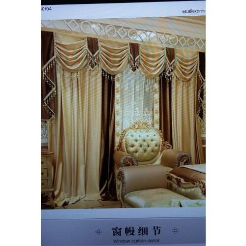 Custom curtains set High quality Blackout fabric Valance Pelmet Cortina Vorhange beiger Vorhang beiger Vorhang curtains