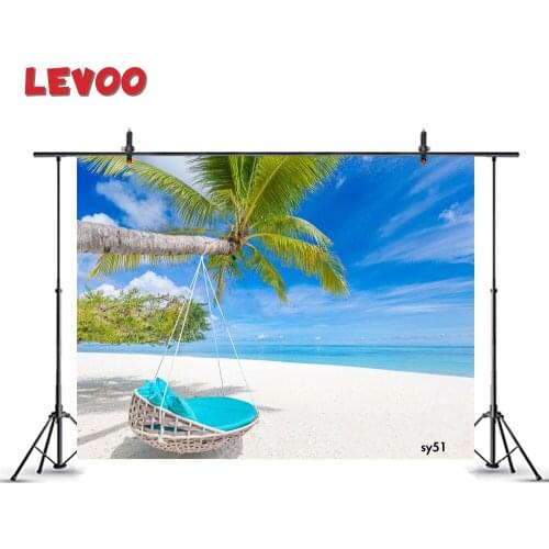 LEVOO Summer Backdrops For Photography Tropical Beach Hammock White Sand Calm Sea Photozone Photo Background Photo Studio Vinyl