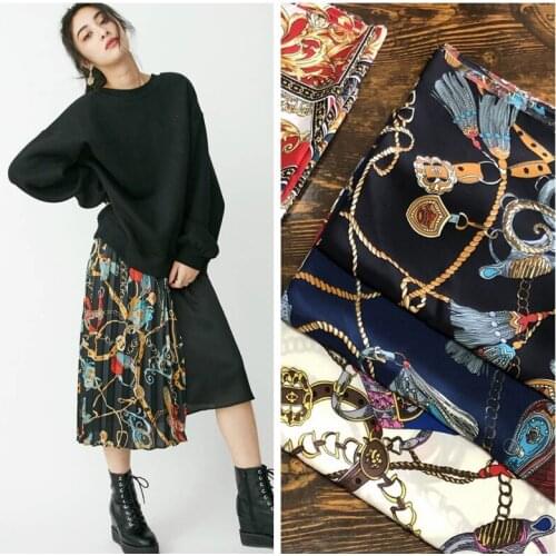 0 European And American Style Hot Selling Chain Pattern Printed Clothing Fabric Cloth Fashion Dress DIY Fabric New Style/1m