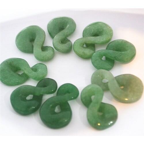 Hot! Fashion Natural Stone Twist 8 Pendant Green Aventurine For Women Men Necklace Jewelry Making 6PCS Wholesale Free Shipping