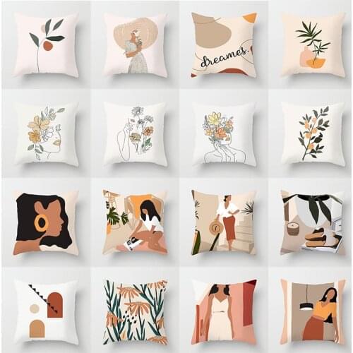 Hot Nordic Simple Abstract Line Drawings Cushion Case Morandi Decorative Pillows Case Modern Livingroom Sofa Throw Pillows
