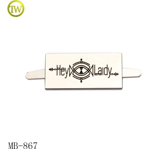 MB867 Wholesale custom bag metal logo plate zinc metal tag for clothes and bags