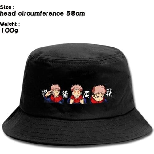 Fashion Black Anime Jujutsu Kaisen Bucket Hats Summer Women Men Student Fisherman Hat Printed Harajuku Hip Hop Beach Cap