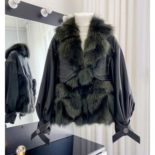 Fashion Real Fox Fur Coats With Genuine Sheepskin Leather Wholeskin Natural Fox Fur Jacket Outwear Luxury Women 2020 Winter New