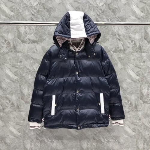 2021 fashion TB brand bright blue new down jacket hooded couple bread warm jacket jacket