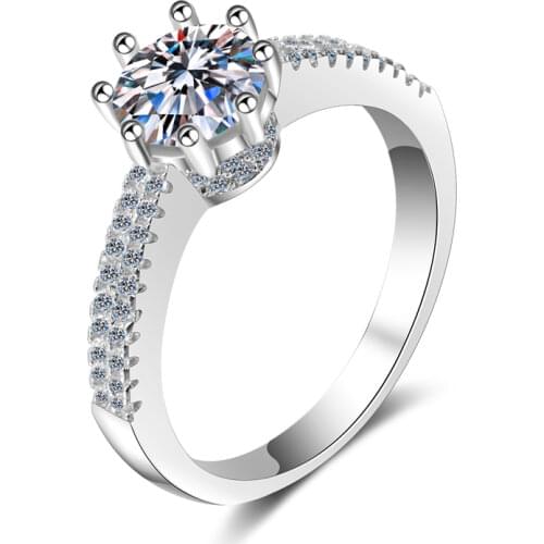 Moissanite Ring 925 Sterling Silver Passed Diamond Test Excellent 1Ct 8-claw Crown Ring Fashion Women Ornament Luxury Jewelry