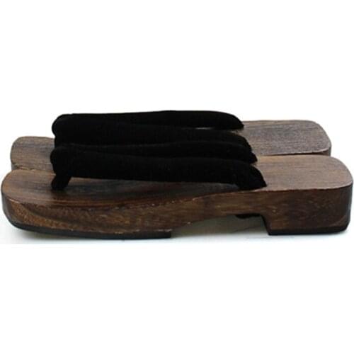 Mens Cosplay Shoes Charcoal Color Wood Summer Sandals Flat Heel Flip Flops Beach Slippers Classic Japan Geta Casual Clogs