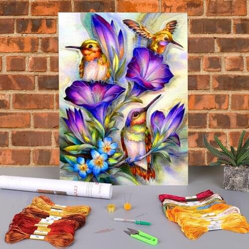 Cartoon Flowers Rose Sunflower Printed Canvas 11CT Cross-Stitch Set Embroidery DMC Threads Handmade Handicraft Hobby Stamped