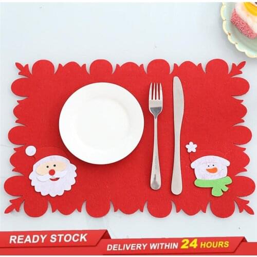 2021 Christmas Cartoon Placemat Knife And Fork Set Non-woven Santa Claus Table Mat Christmas Kitchen Household Decoration tools