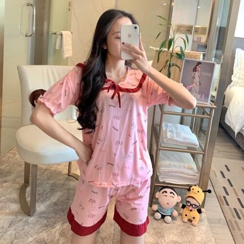 New Style Summer Pajamas Cute Collar Womens Leisure Sleepwear Sweet Leisure Pajamas for Women Turn-down Collar Pajama Set