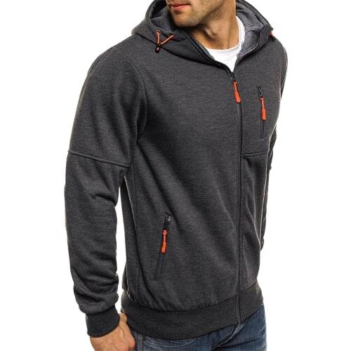 New Long Sleeve Cardigan Hooded Jacket For Men Running Sports Coat Fitness Jogging Swestshirts Workout Streetwear Windbreaker