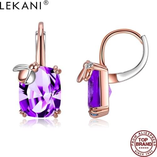 Charm Drop Earrings For Women Golden Ladybug Female Earring Purple Romantic Zircon Valentine Day Gift Jewelry 2021 Trend
