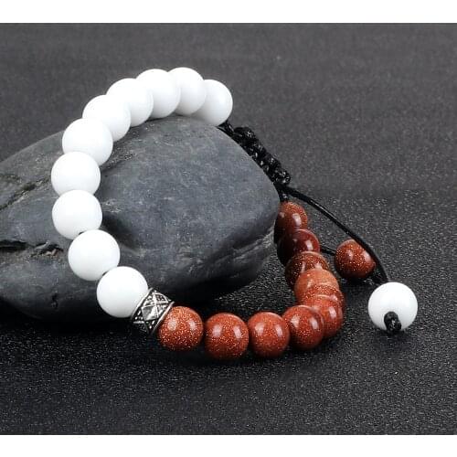 Charm White Porcelain Series Braided Beaded Bracelet Men Hematite Tiger Eye Natural Stone Handmade Leather Rope Bangle Chain New