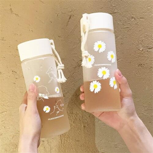 480ml Flowers Plastic Water Bottle Cartoon Durable Water Bottles For Girls Leak-proof Drinkware Cute Student Gift Cup Bottle