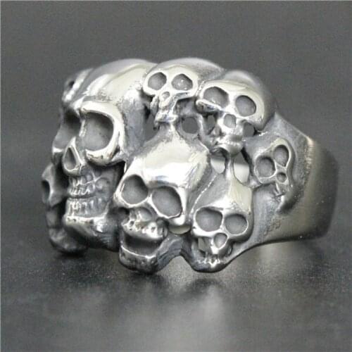 Drop Ship Size 7~13 Thousands Face Skull Ring 316L Stainless Steel Jewelry Polishing Fashion Ghost Rider Skull Ring