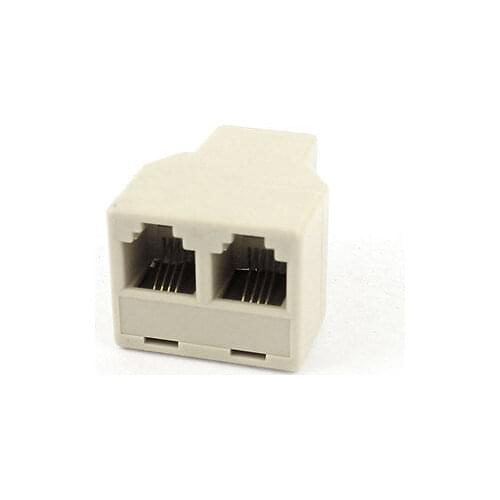 RJ45 4P4C Single Female to Dual Female Plug Jack Network Adapter ADSL Splitter