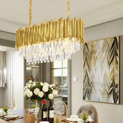 Light luxury postmodern crystal chandeliers simple model room Nordic American luxury villa restaurant living room chandelier LED