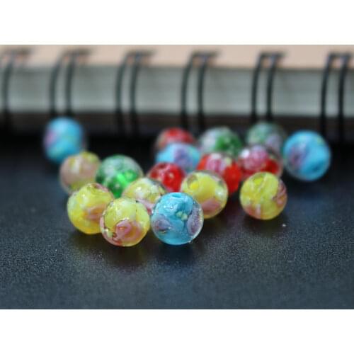 20Pieces/Lot 8mm 10mm Luminous Lampwork Glass Beads Flower Beads Red color jewelry making