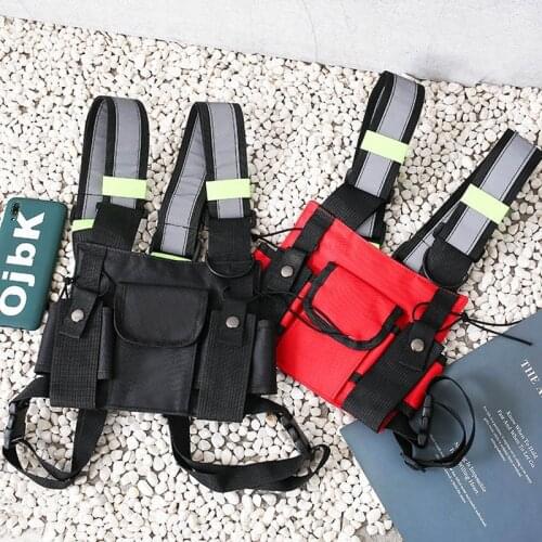 Tactical Pack Unisex Streetwear Belt Waist Bag Running Chest Bag Reflective Strap Vest Bags Travel Men Tactical Chest Rig Pouch