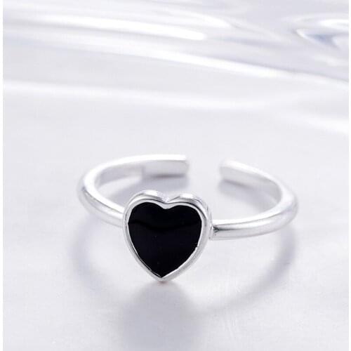 Todorova Romantic Simple Black Heart-shaped Metal Ring Female Fashion Opening Ring For Women Wedding Party Jewelry Gift