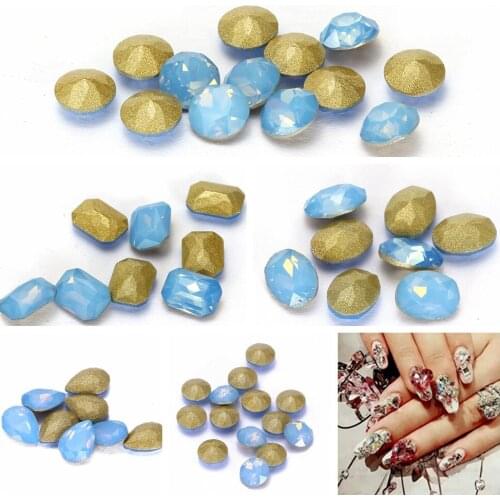 Nail Decoration 50pcs Opal Color Glass Stone For Nail Art Decorations Pointback Nail Stickers DIY Craft Art Stones