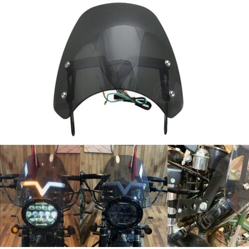 Universal 5-7" Windshield Screen Wind Deflector+Turn Signal Light For YAMAHA XJR 1300 99-16 Harley Honda SUZUKI GSX 1400 01-07