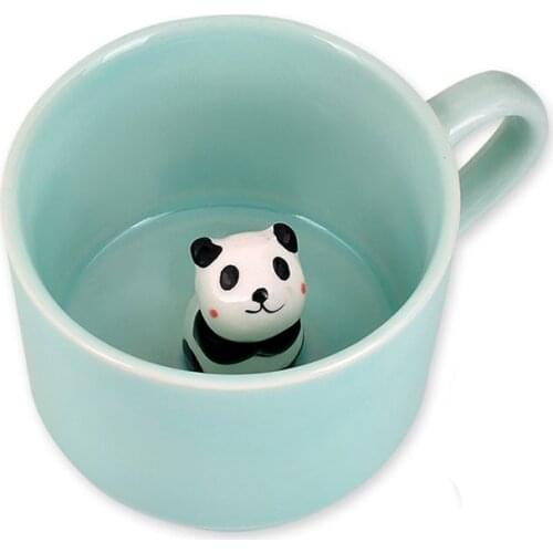 UPORS 8oz 3D Panda Ceramic Mug Creative Mini Ceramic Coffee Mug with Cute Panda Inside Heat Resistant Coffee Cup Birthday Gifts