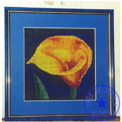High Quality Lovely Counted Cross Stitch Kit Golden Calla Lily Lilies Yellow Flower Flowers