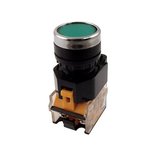 Green Signal Sign Momentary Push Button Switch Non Lock 22mm 7/8" 1 N/O 1 N/C