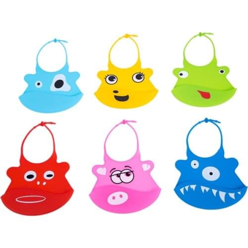 1PCS Hot Sale Cute Baby Bibs Waterproof Silicone Feeding Baby Saliva Towels Cartoon Infant Aprons For Kids Baby Bibs