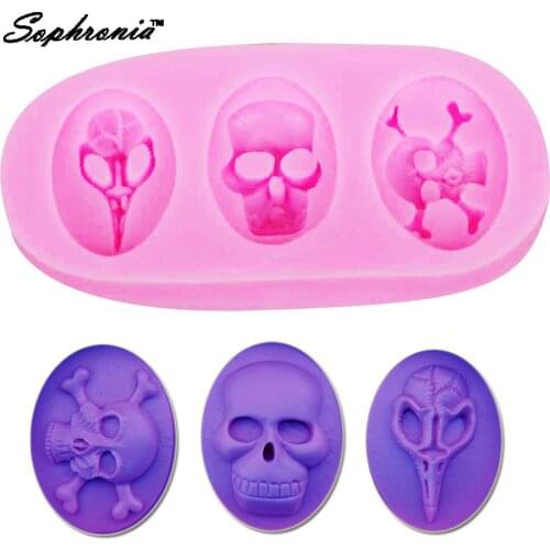 10PCS/SET F1192 Halloween Skeleton Skull Silicone Mold Fondant Silicone Baking Tools Candy Jelly Mold Cake Decorating Tools